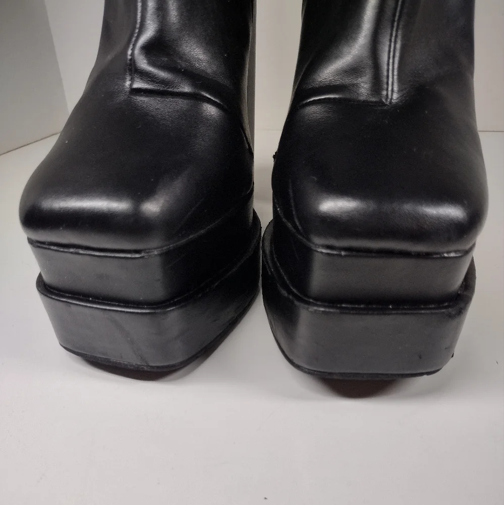 Boohoo Black Chunky High Platform Boots - Picture 13 of 15